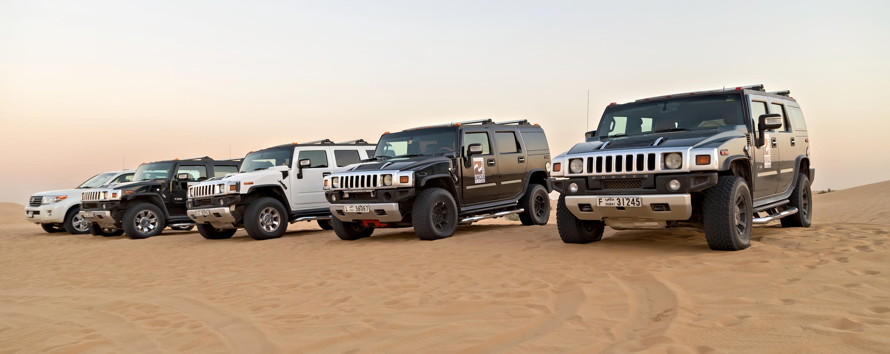 Hummer lined up in the Desert