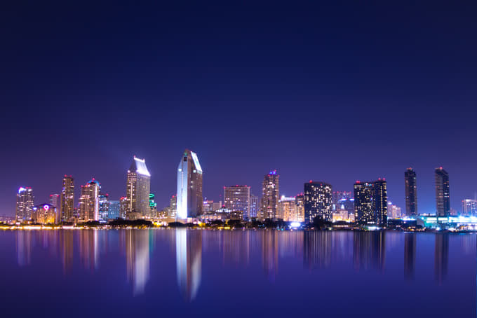 See the amazing skyline of San Diego lightened up by numerous lights