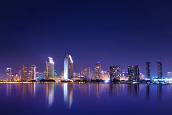 See the amazing skyline of San Diego lightened up by numerous lights