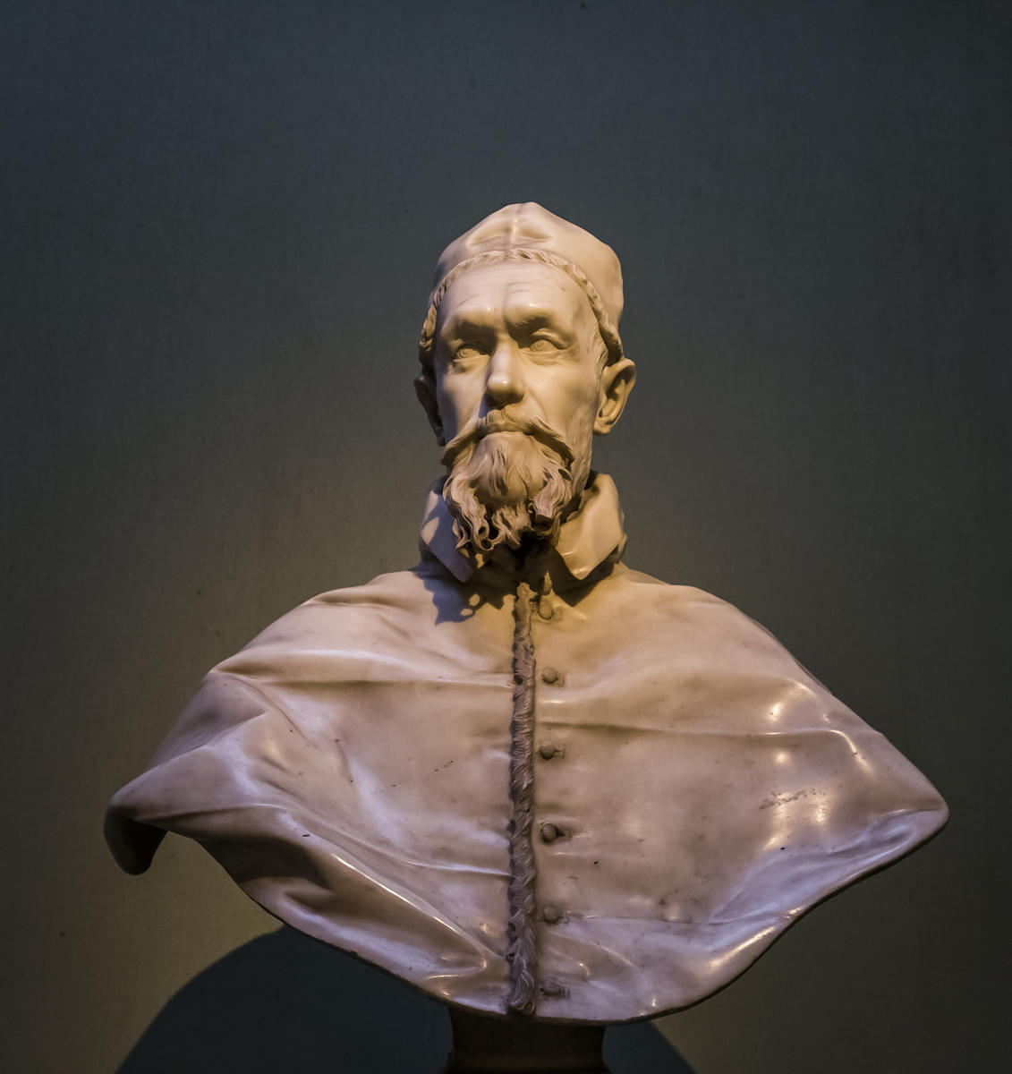 Have a look at the bust of Pope Innocent X
