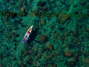 Boat cruising along the Dawki river