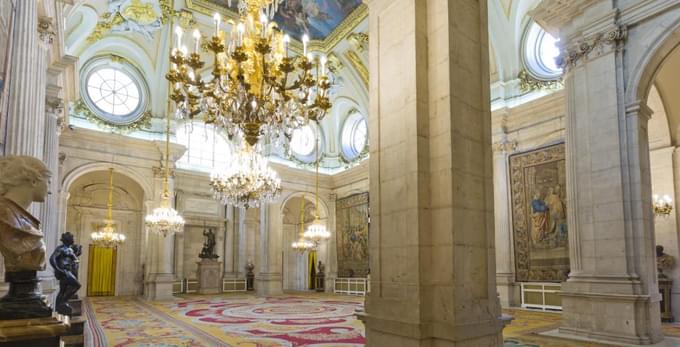 Hall Of Columns Inside The Royal Palace Of Madrid