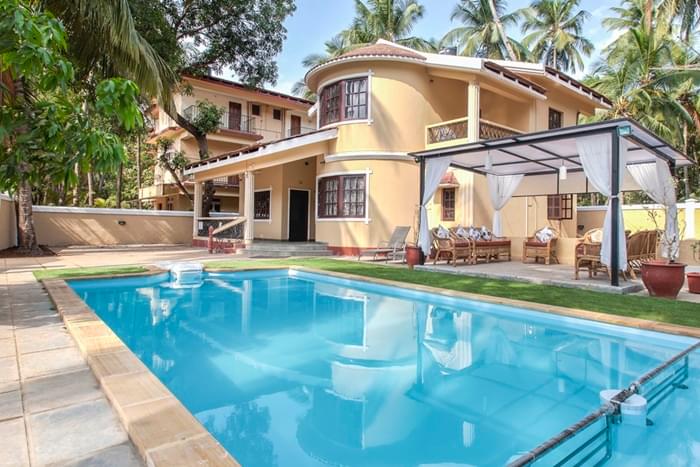 A Pool Villa Surrounded By Coconut Grove In Calangute, Goa Image