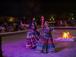Folk dance performance in the desert