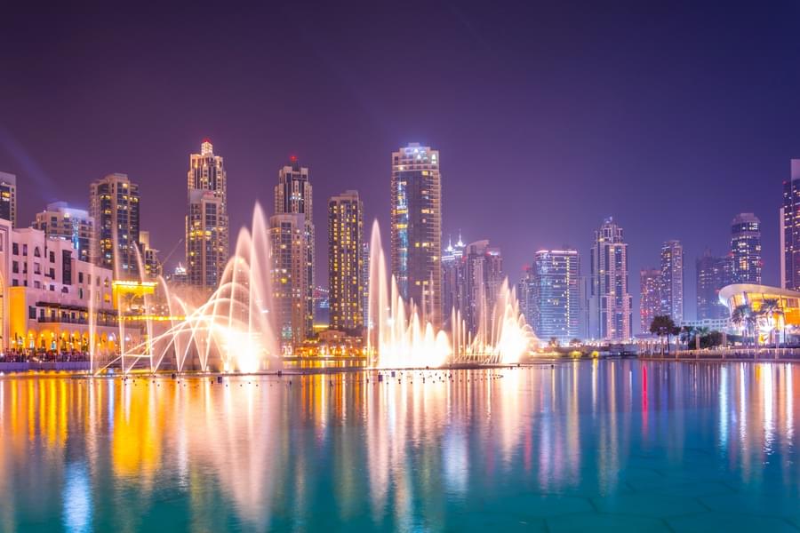 Enjoy the dazzling fountain show at Burj Khalifa Lake