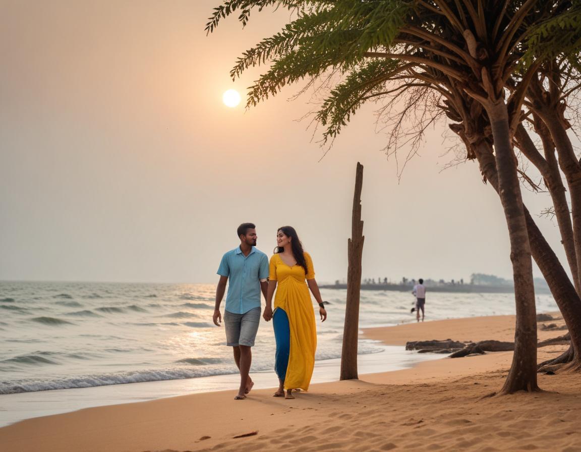 Celebrate your bond amidst the serene beauty of Puducherry Beach's golden sands and turquoise waters