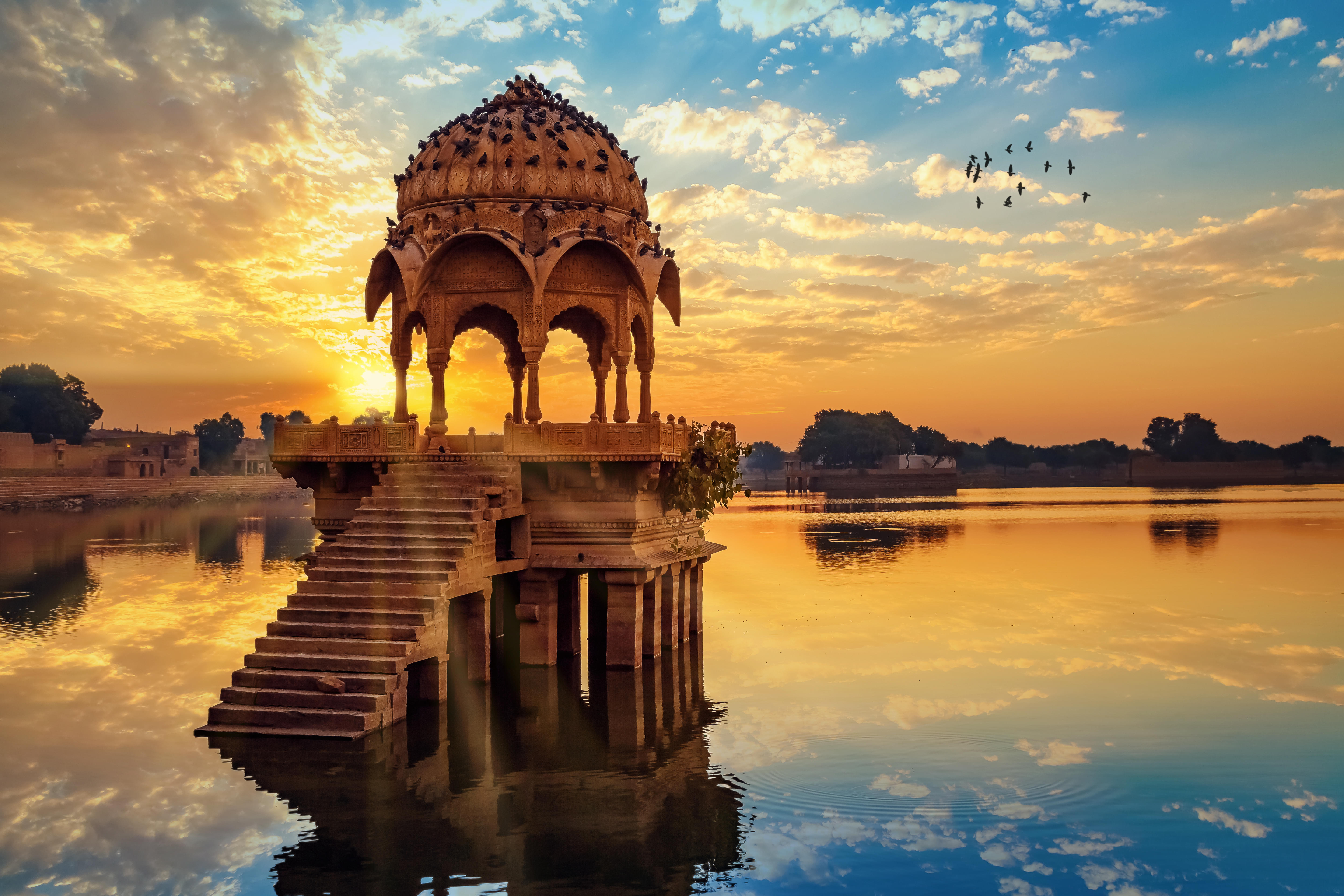 Amazing sunset view of Gadisar Lake