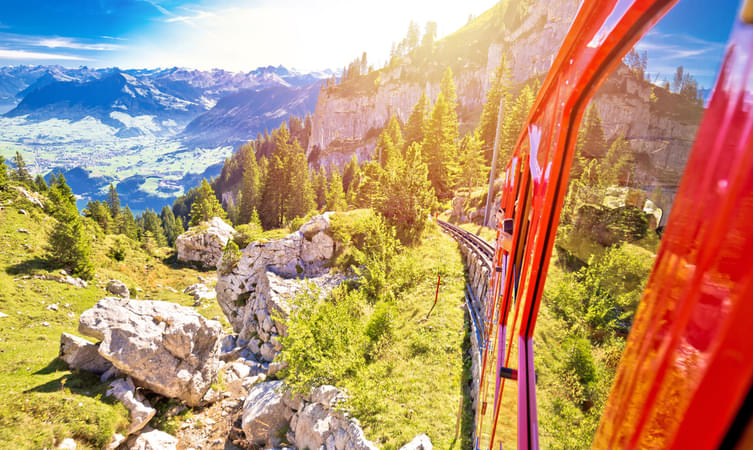 Experience the steepest cogwheel train in the world at Pilatus