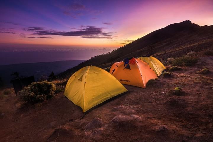 People Camping At Mount Rinjani,Senaru Crater Rim
