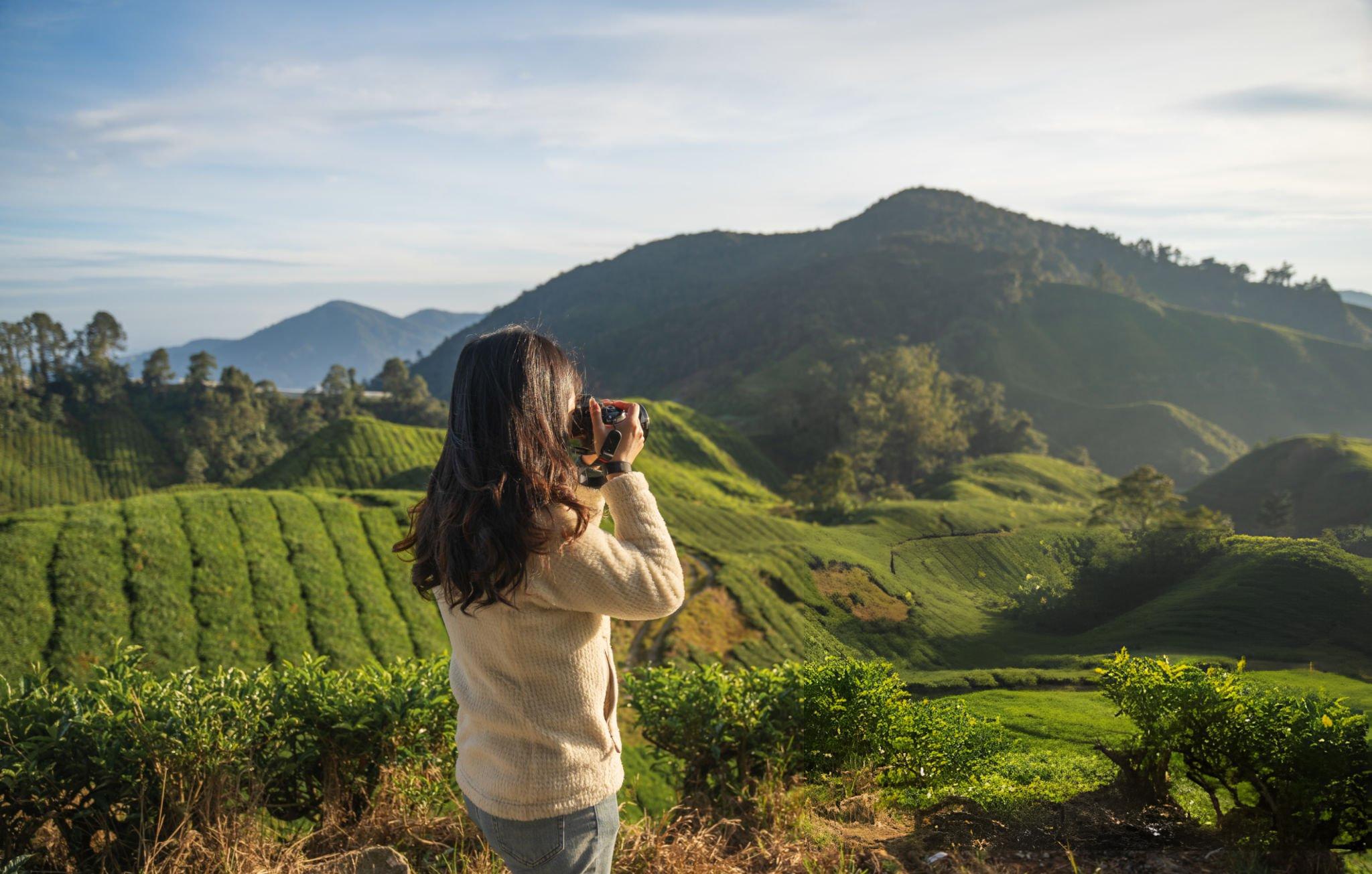 Tourist capturing images in Munnar