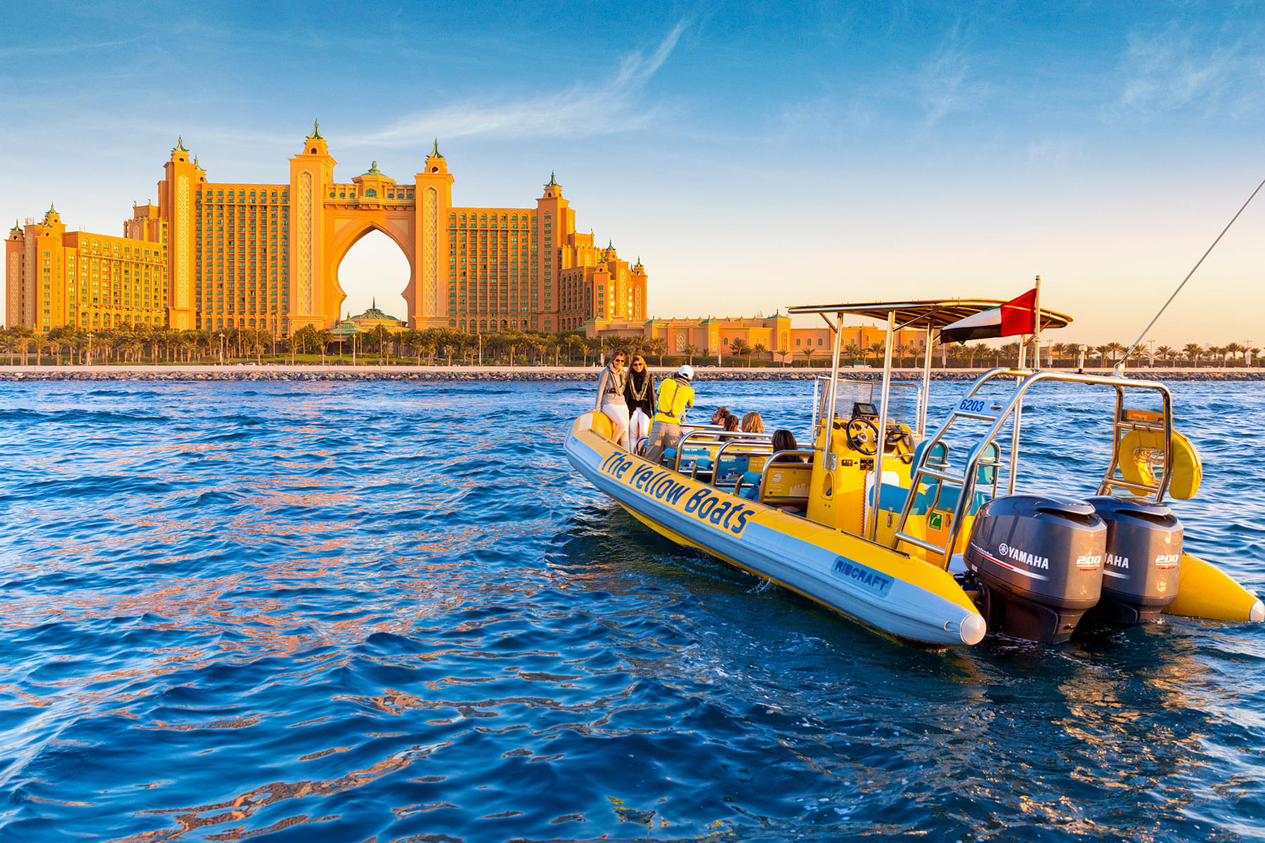 Appreciate the stunning Atlantis hotel as you explore Palm Jumeirah