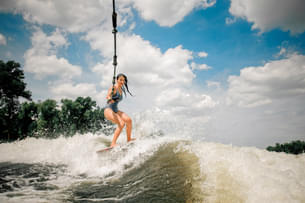 Experience wakeboarding in the picturesque sea belt of Bali