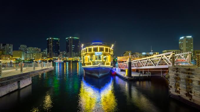 View Of Dhow Cruise Dubai Creek From 30 Min Helicopter Tour in Dubai