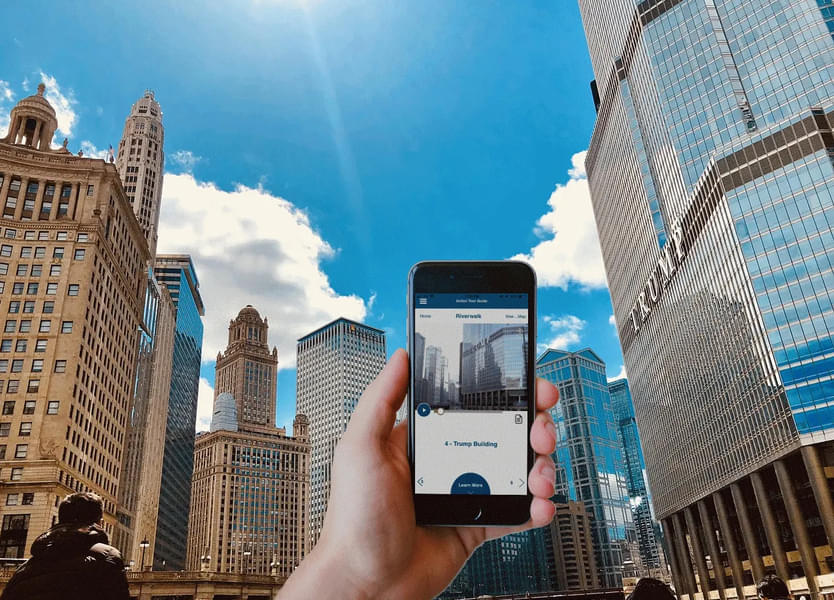 Explore the Chicago Riverwalk at your own pace with access to Action Tour Guide app