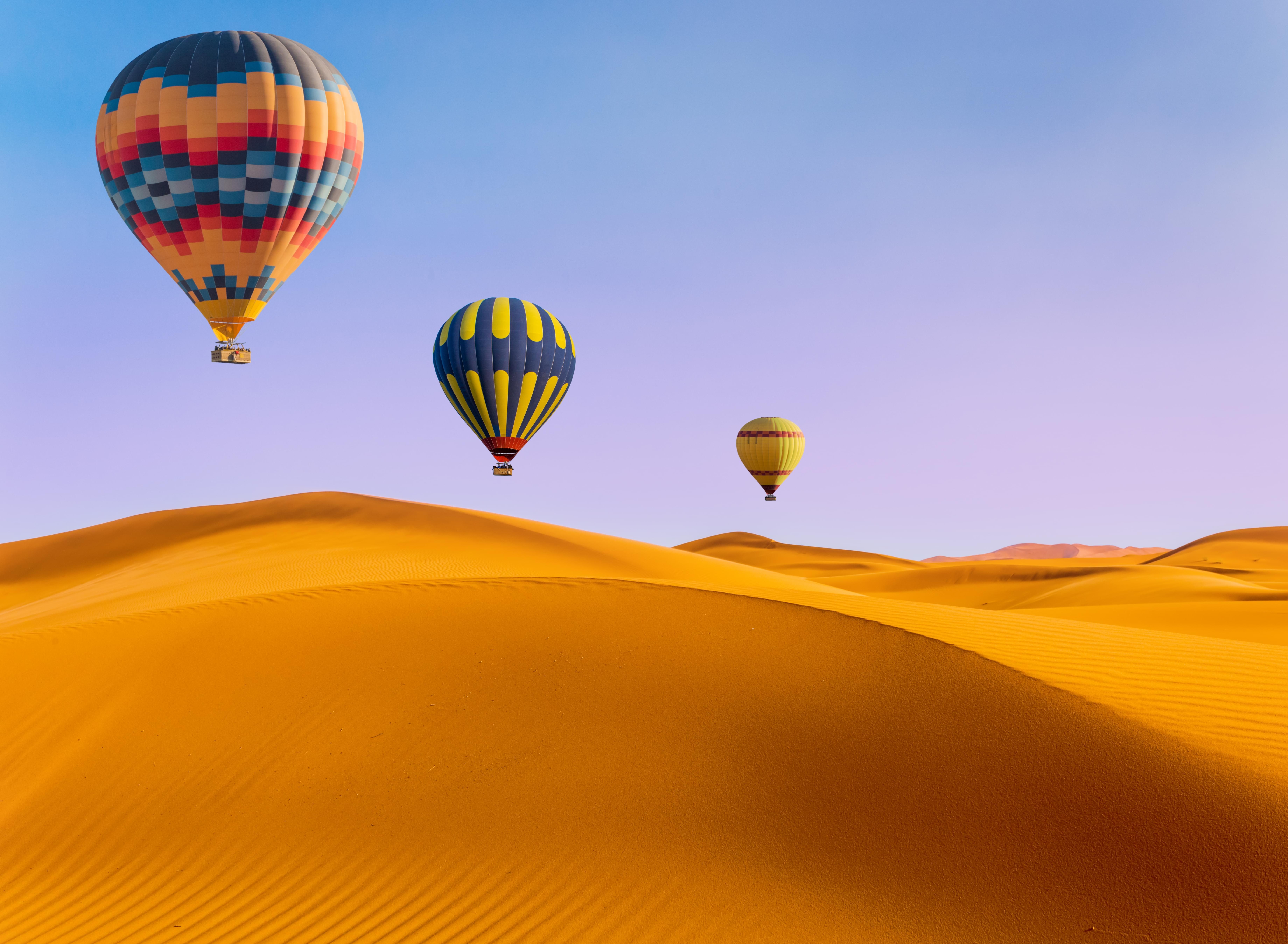 Hot air balloon at Sunrise in Dubai Desert