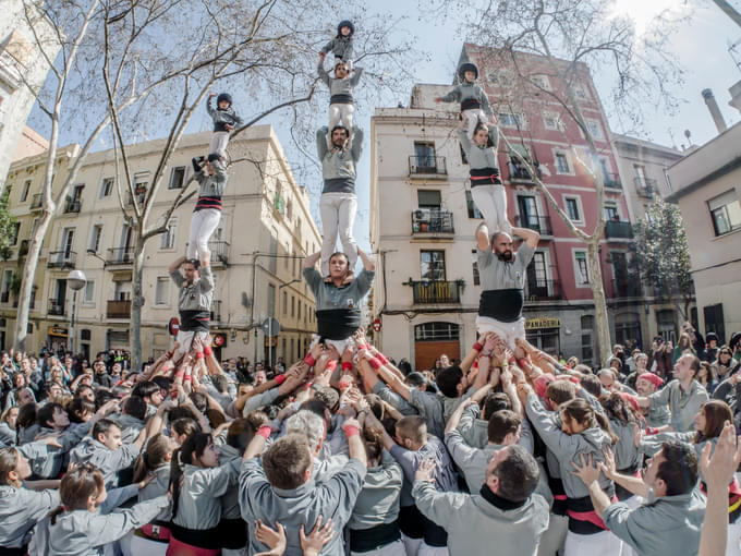Barcelona people celebrating