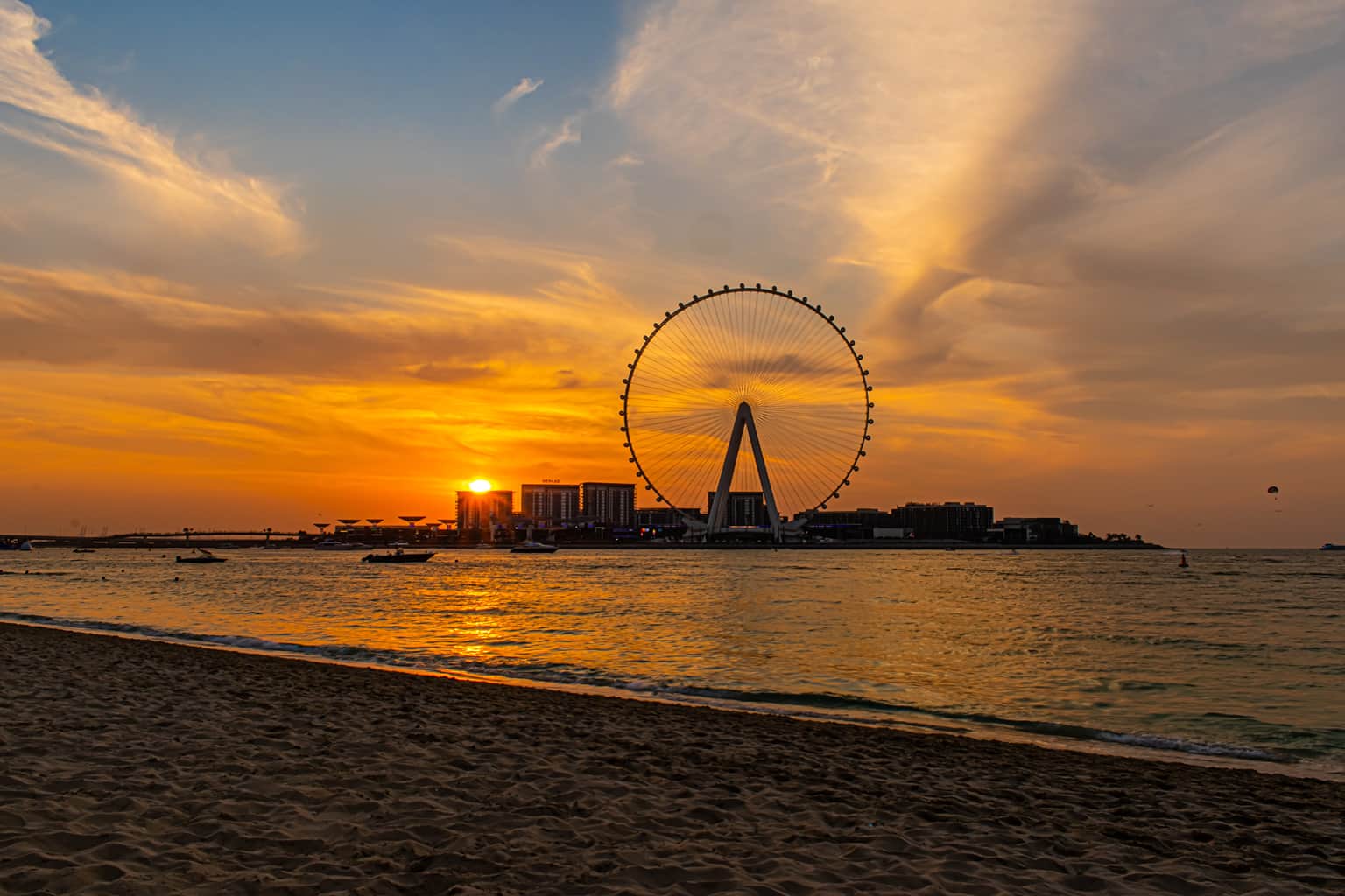 Sunset view of the Jumeirah Beach