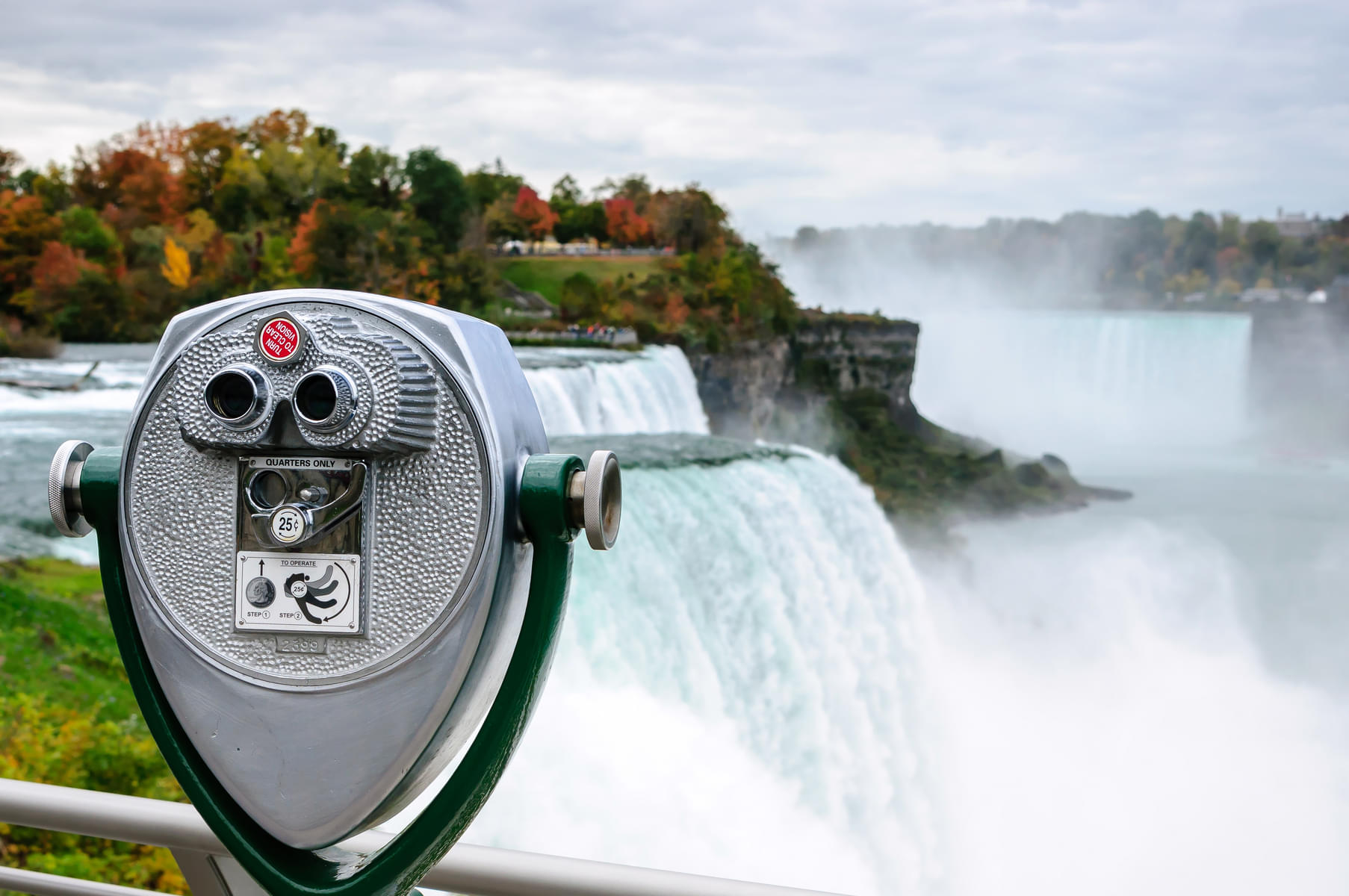 Admire Niagara Falls through binoculars