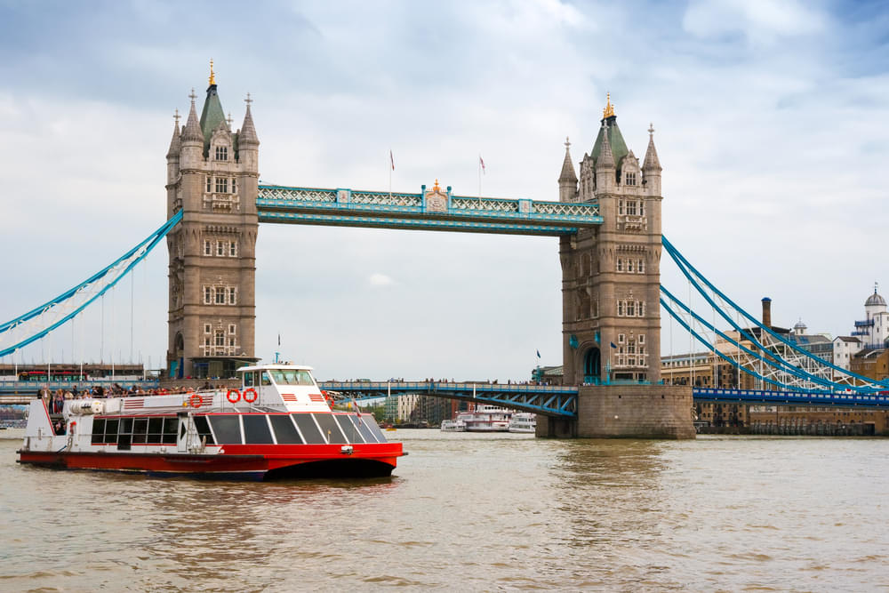 View the iconic neo-Gothic architecture, Tower Bridge