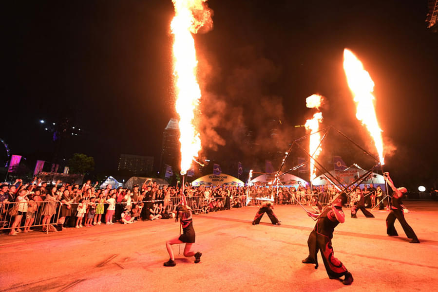 Fire group attracting spectators with their talent