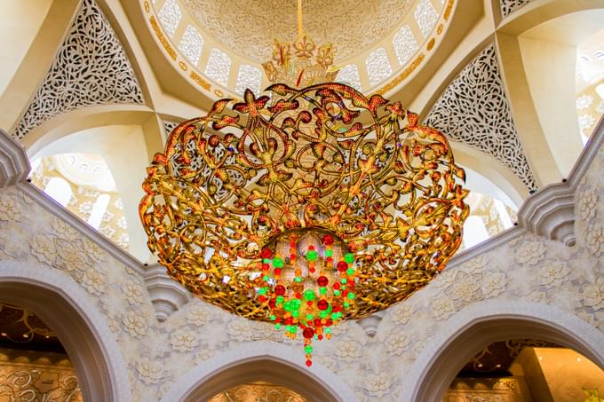 Beautiful Crystal Chandeliers at Sheikh Zayed Mosque