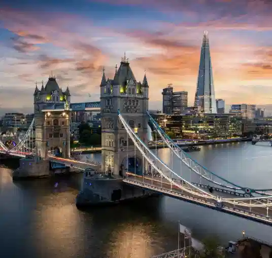 Marvel at the iconic London Tower Bridge, a masterpiece of neo-Gothic architecture that opens up to let ships pass beneath