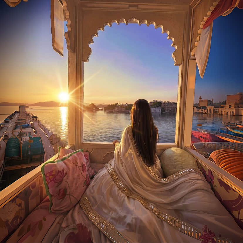 Sunset boat ride on Lake Pichola