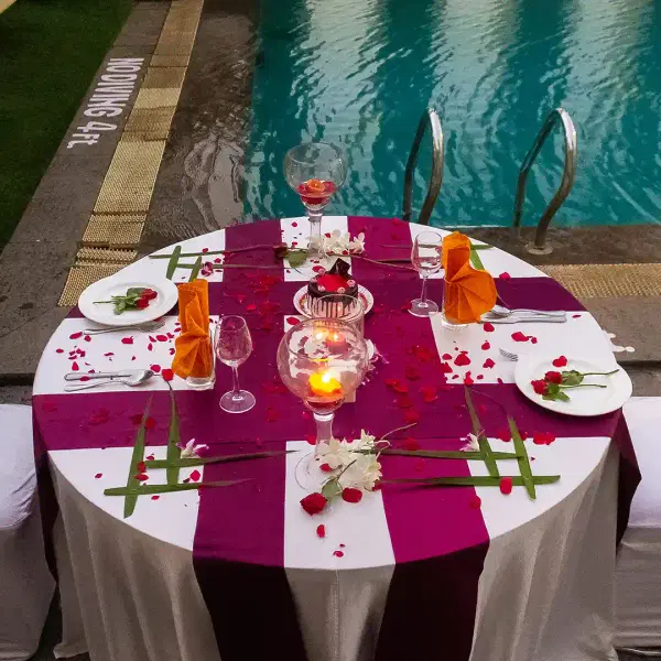 Poolside Candlelight Dinner Near Palm Beach Road, Mumbai Image