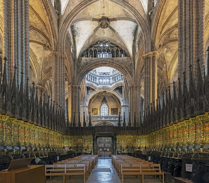 Marvel at the beautiful wooden choir
