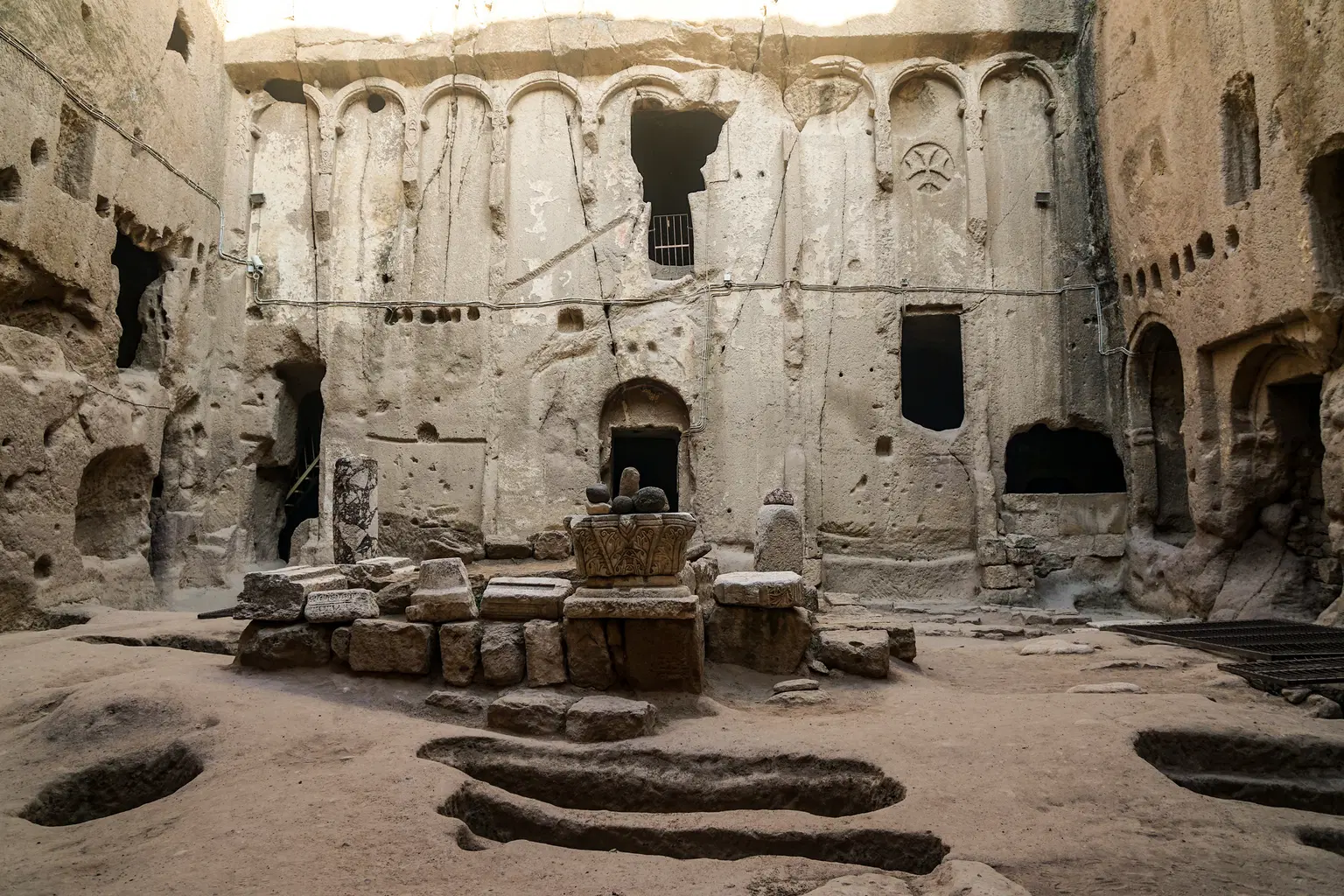 Head to the refectory and living quarters