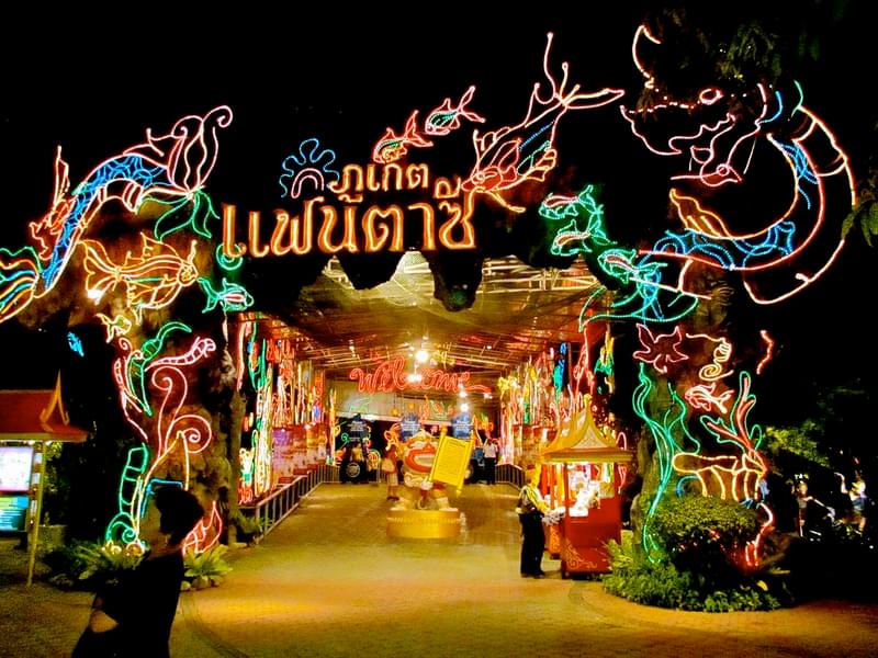 Admire Phuket Fantasea's eye-pleasing glowing night lighting