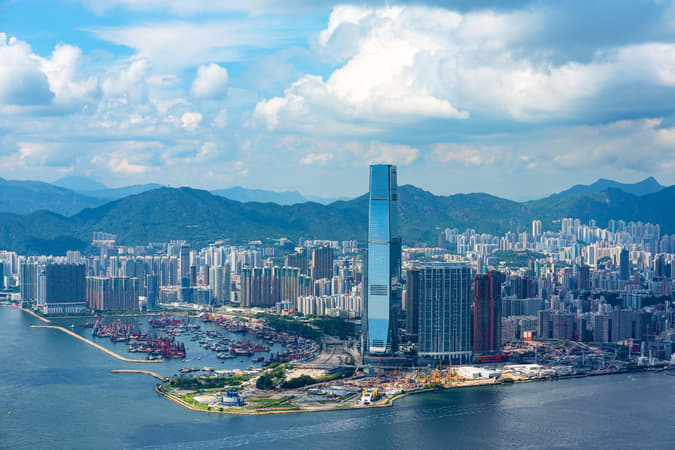 Aerial view of Hong Kong City, Hong Kong