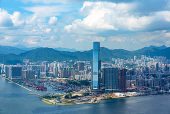 Aerial view of Hong Kong City, Hong Kong