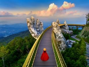 Tourist enjoying the view from Golden Bridge