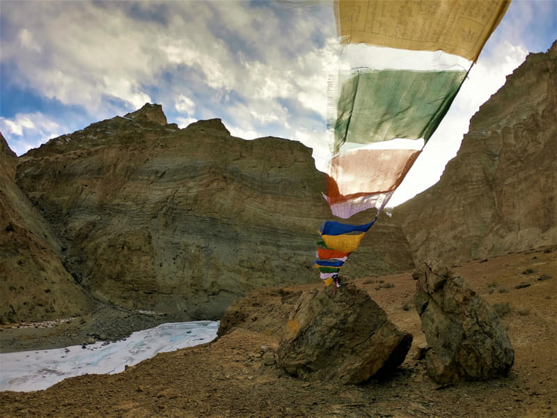 Buddhist Flags at Chadar Trek