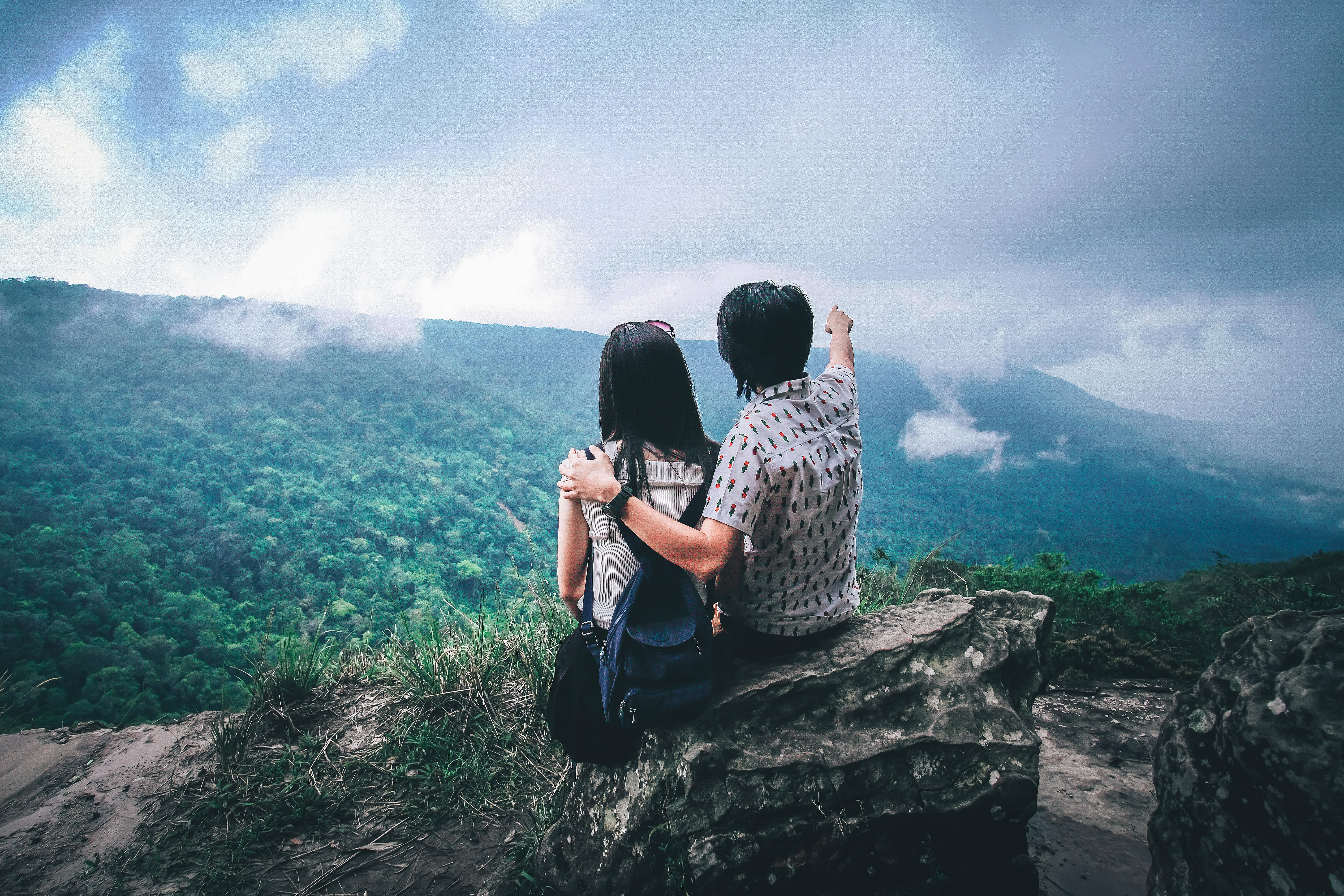 Couple admiring the Himalayan views 