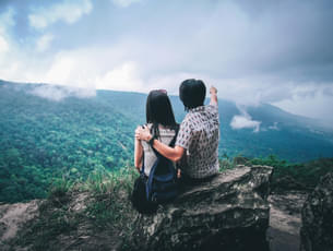 Couple admiring the Himalayan views 