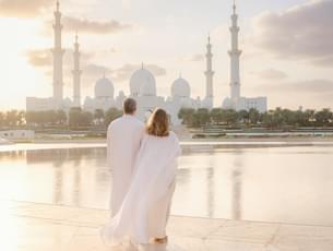 Couple at Grand Mosque in Abu Dhabi