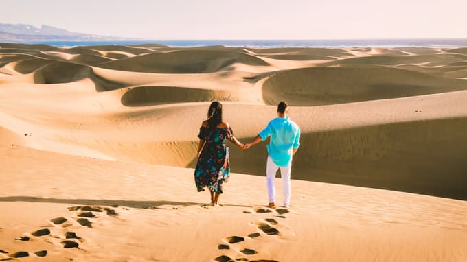 Stroll hand-in-hand with your partner at the Agadir Beach