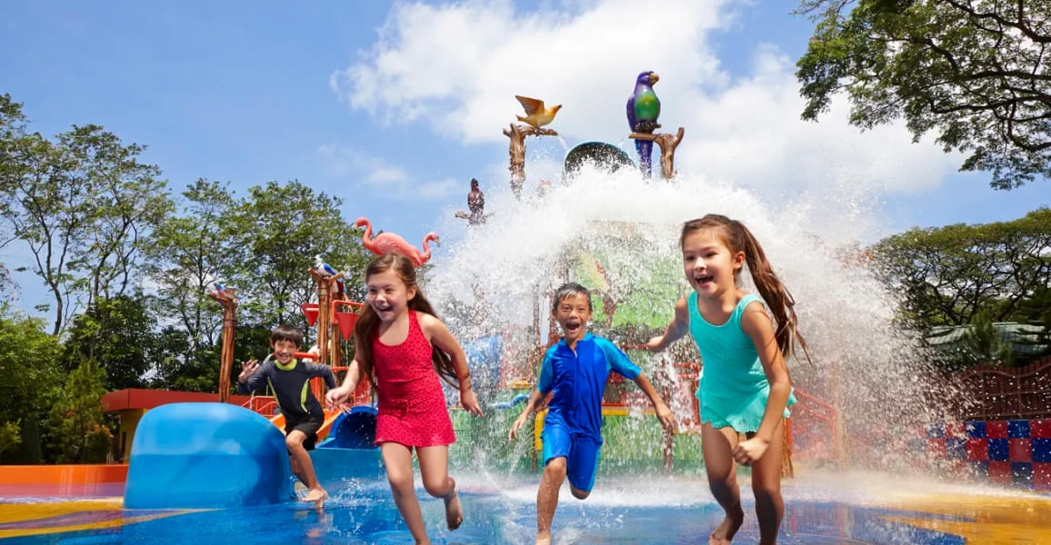 Kids can have a splashing fun on the wet playgrounds