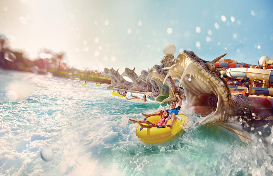 Ride down the six unique slides on the Slither Slide at Yas Waterworlds