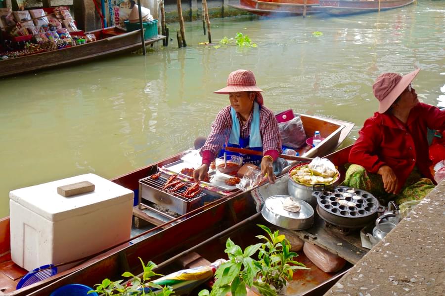 Vendors on boat