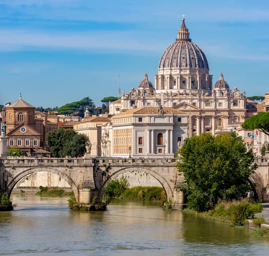 Panoramic views of St. Peters Basilica, Vatican City, Rome
