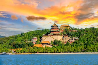 Witness the beautiful sunset over The Imperial Summer Palace in Beijing
