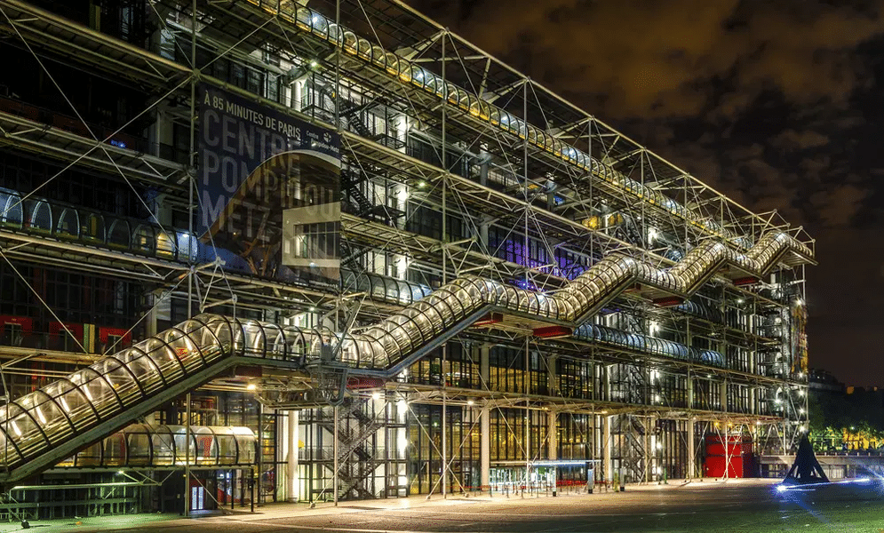 Nighttime view of Centre Pompidou