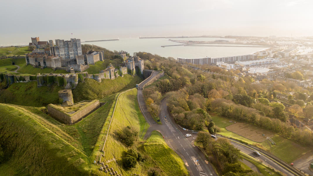 Aerial view of the historic Dover Castle