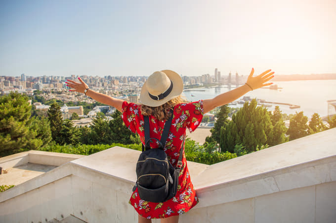 Enjoying panoramic view of Baku