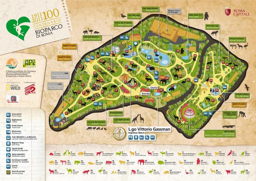 Roadmap to the Bioparco di Roma zoo