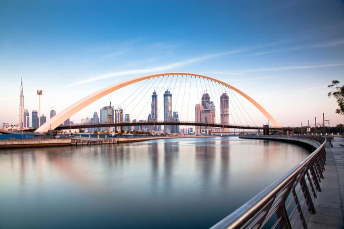 Sunset at dubai water canal