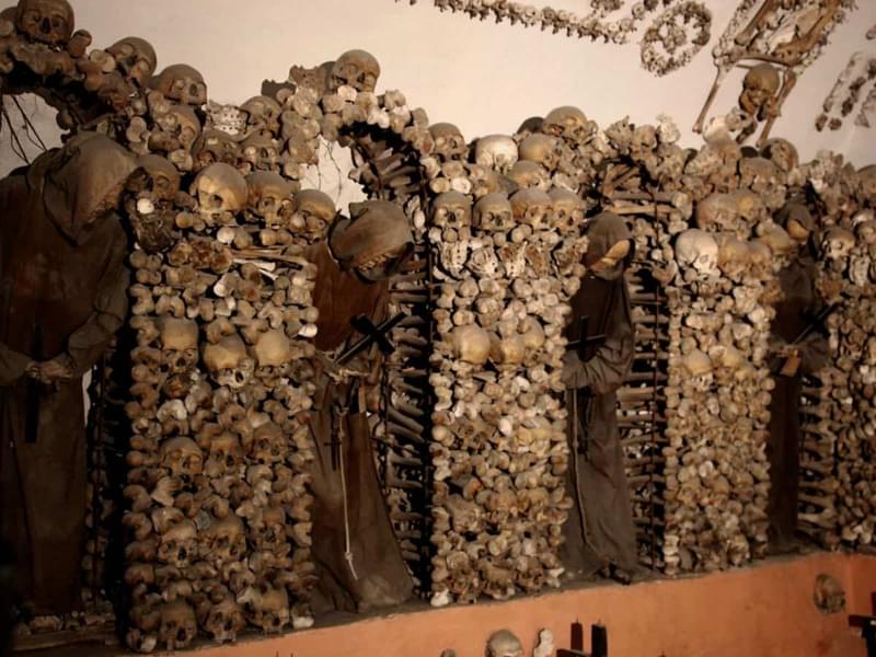 Get jitters as you see the skeletal remains of 4000+ ancient Roman monks in the Bone Chapel